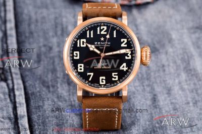 XF Factory Zenith Pilot Type 20 Extra Special 45mm Automatic Watch - Bronze Case Black Dial 
